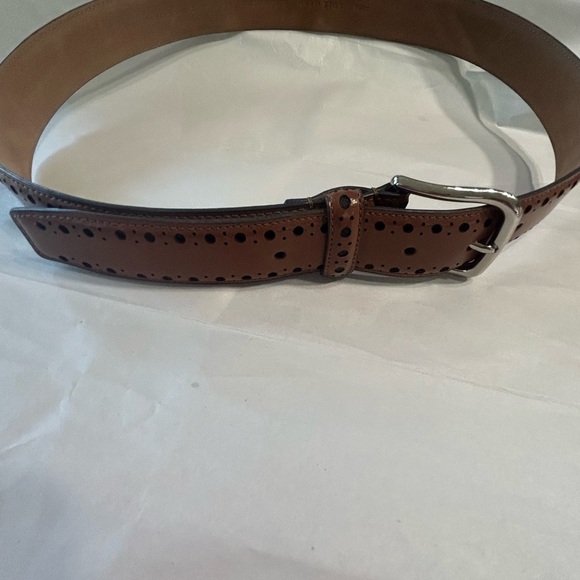 Cole Haan Brown Leather Belt with Classic Metal Buckle - Picture 13 of 16